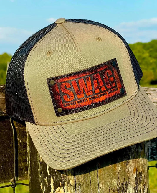 Rustic Genuine Leather Patch Hat image 5