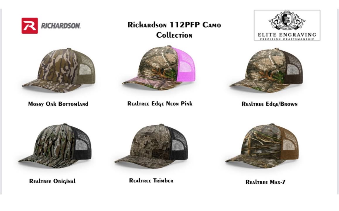 Bulk Custom Logo Richardson 112PFP Camo Patch Hats image 1
