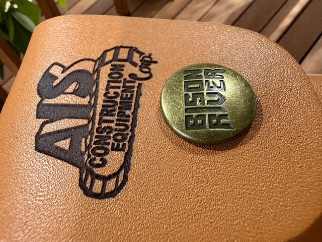 Custom Logo Bison River Knives w/Leather Sheath