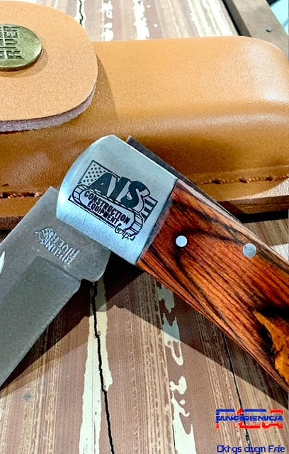 Custom Logo Bison River Knives w/Leather Sheath