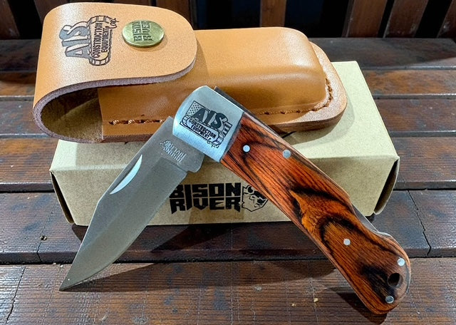 Custom Logo Bison River Knives w/Leather Sheath
