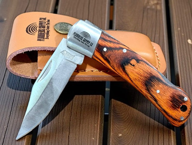 Custom Logo Bison River Knives w/Leather Sheath