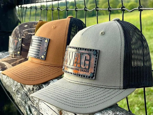 Rustic Genuine Leather Patch Hat image 0
